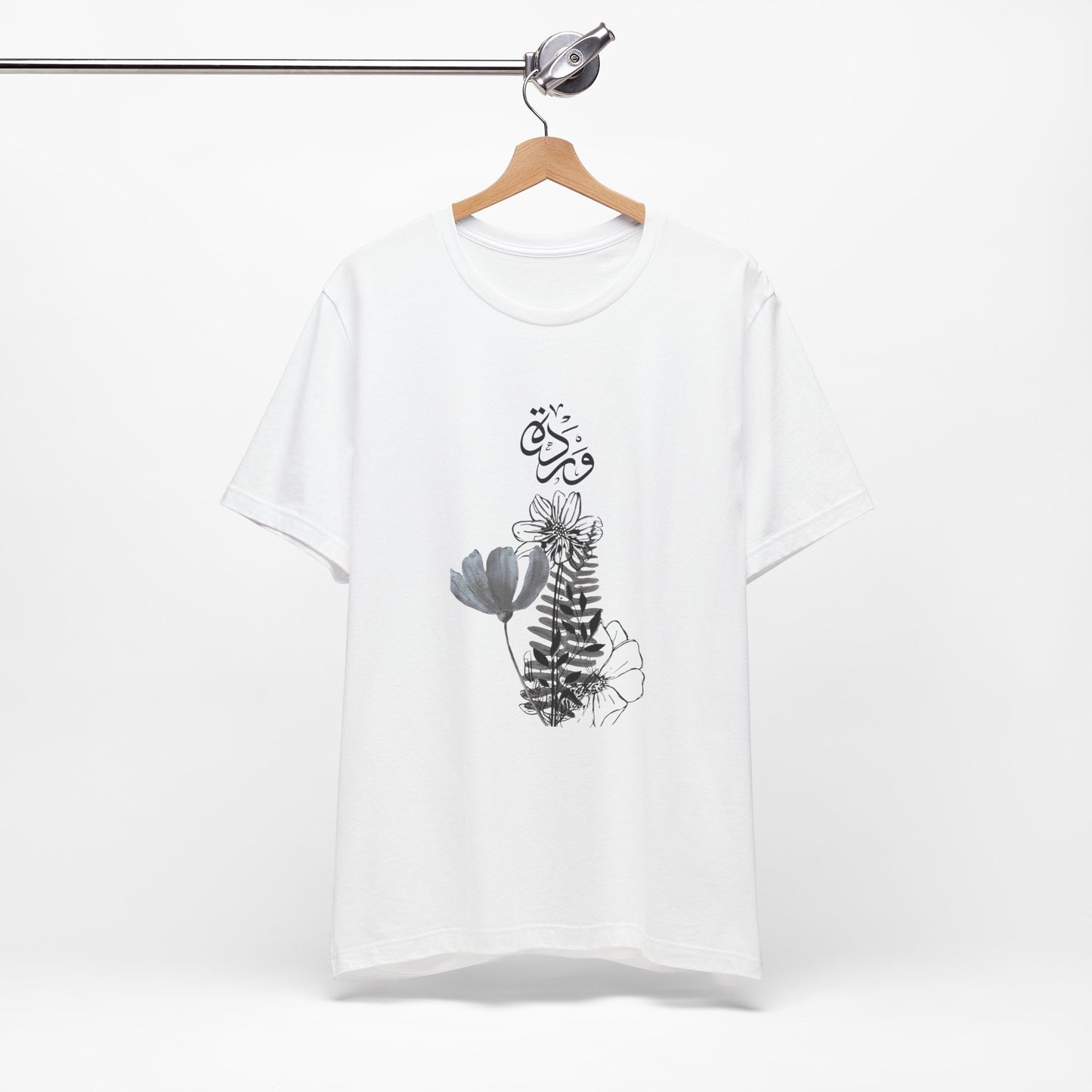 Kultor Oversized T-Shirt | Arabic Calligraphy "Warda" Rose Script | White Premium Cotton